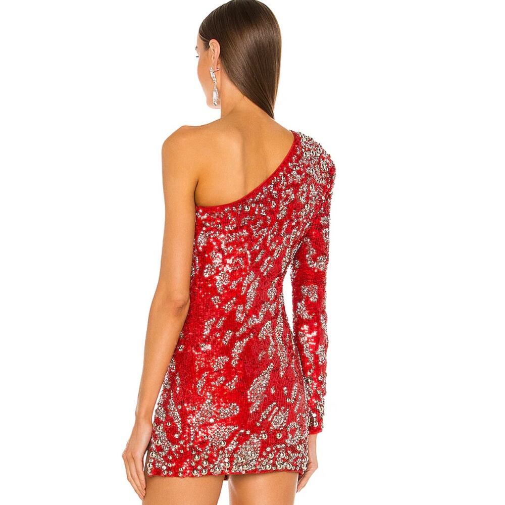 DUNDAS x REVOLVE Jett Embellished Mini Dress in Red NWT Size Medium - Picture 4 of 6